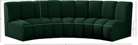 Calais Green Boucle Fabric 3pc. Modular Sectional PC