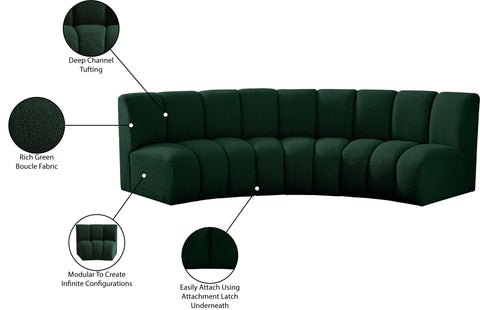 Calais Green Boucle Fabric 3pc. Modular Sectional PC