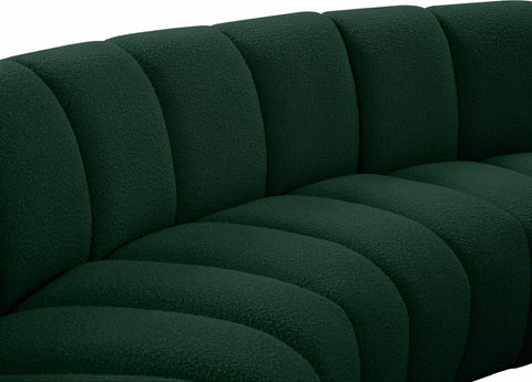 Isolde 119" Green Boucle Fabric Upholstered Sectional, 3-Piece