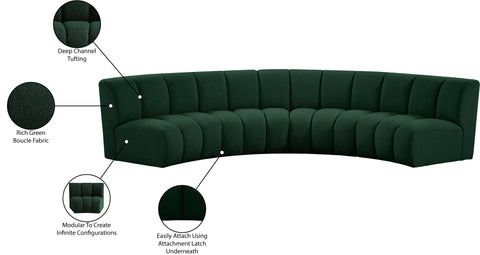 Calais Green Boucle Fabric 4pc. Modular Sectional PC