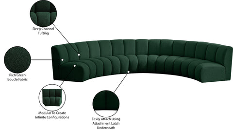 Calais Green Boucle Fabric 5pc. Modular Sectional PC