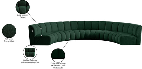Calais Green Boucle Fabric 6pc. Modular Sectional PC