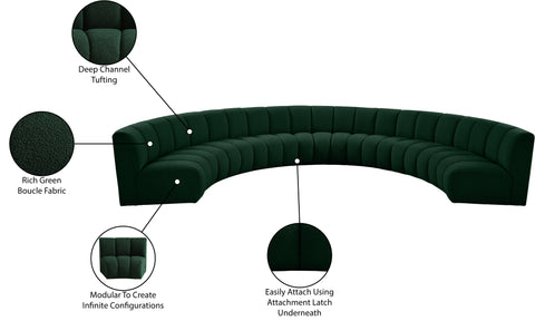 Calais Green Boucle Fabric 7pc. Modular Sectional PC