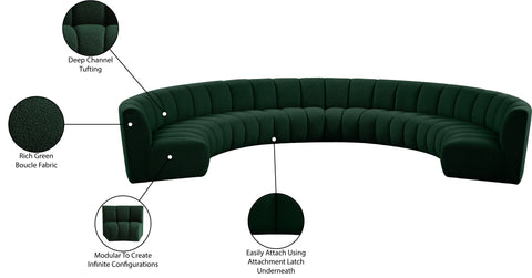Calais Green Boucle Fabric 8pc. Modular Sectional PC