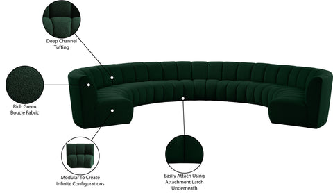 Calais Green Boucle Fabric 9pc. Modular Sectional PC