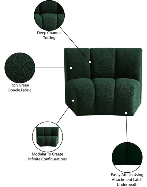 Calais Green Boucle Fabric Modular Chair C