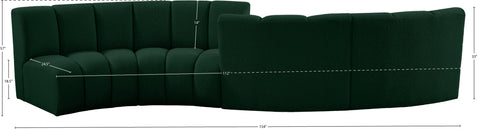 Calais Green Boucle Fabric 4pc. Modular Sectional S4PC