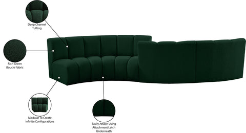 Calais Green Boucle Fabric 4pc. Modular Sectional S4PC