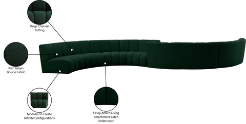 Calais Green Boucle Fabric 8pc. Modular Sectional S8PC
