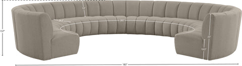 Calais Brown Boucle Fabric 10pc. Modular Sectional PC