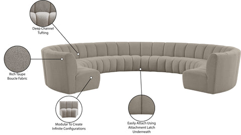 Calais Brown Boucle Fabric 10pc. Modular Sectional PC