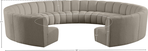 Calais Brown Boucle Fabric 11pc. Modular Sectional PC