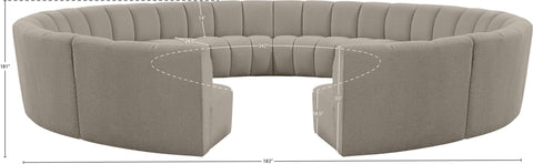 Calais Brown Boucle Fabric 12pc. Modular Sectional PC