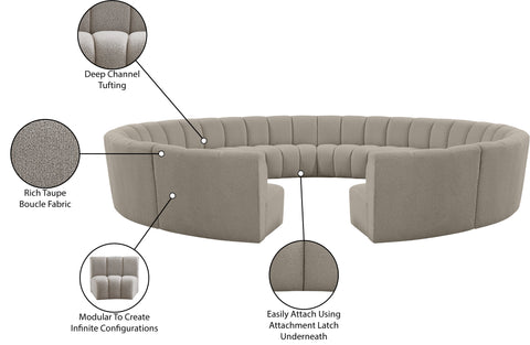 Calais Brown Boucle Fabric 12pc. Modular Sectional PC