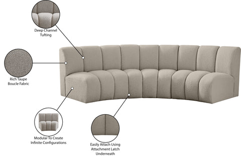 Calais Brown Boucle Fabric 3pc. Modular Sectional PC