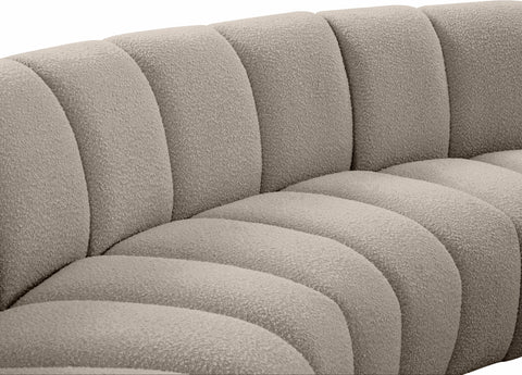 Isolde 119" Brown Boucle Fabric Upholstered Sectional, 3-Piece