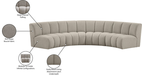 Calais Brown Boucle Fabric 4pc. Modular Sectional PC