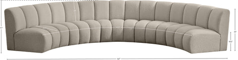 Calais Brown Boucle Fabric 5pc. Modular Sectional PC