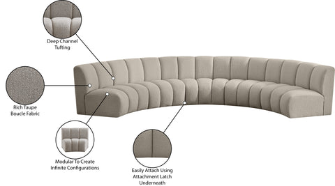 Calais Brown Boucle Fabric 5pc. Modular Sectional PC