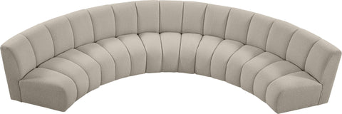 Calais Brown Boucle Fabric 5pc. Modular Sectional PC