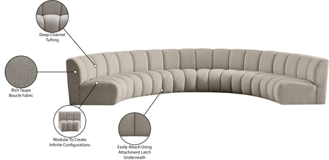 Calais Brown Boucle Fabric 6pc. Modular Sectional PC
