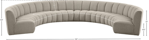 Calais Brown Boucle Fabric 8pc. Modular Sectional PC