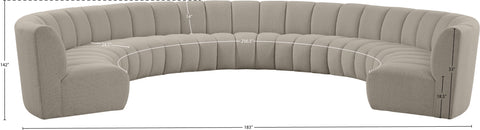 Calais Brown Boucle Fabric 9pc. Modular Sectional PC