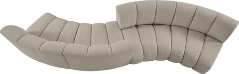 Calais Brown Boucle Fabric 4pc. Modular Sectional S4PC