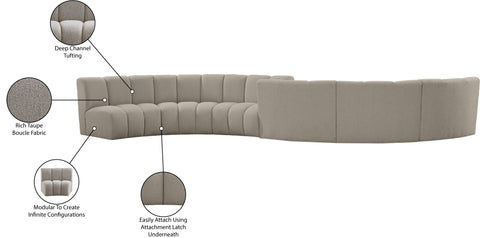 Calais Brown Boucle Fabric 6pc. Modular Sectional S6PC
