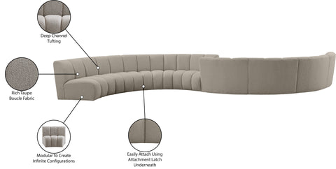 Calais Brown Boucle Fabric 8pc. Modular Sectional S8PC