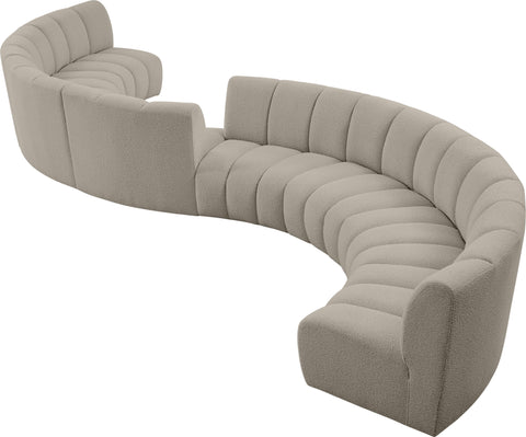 Calais Brown Boucle Fabric 8pc. Modular Sectional S8PC