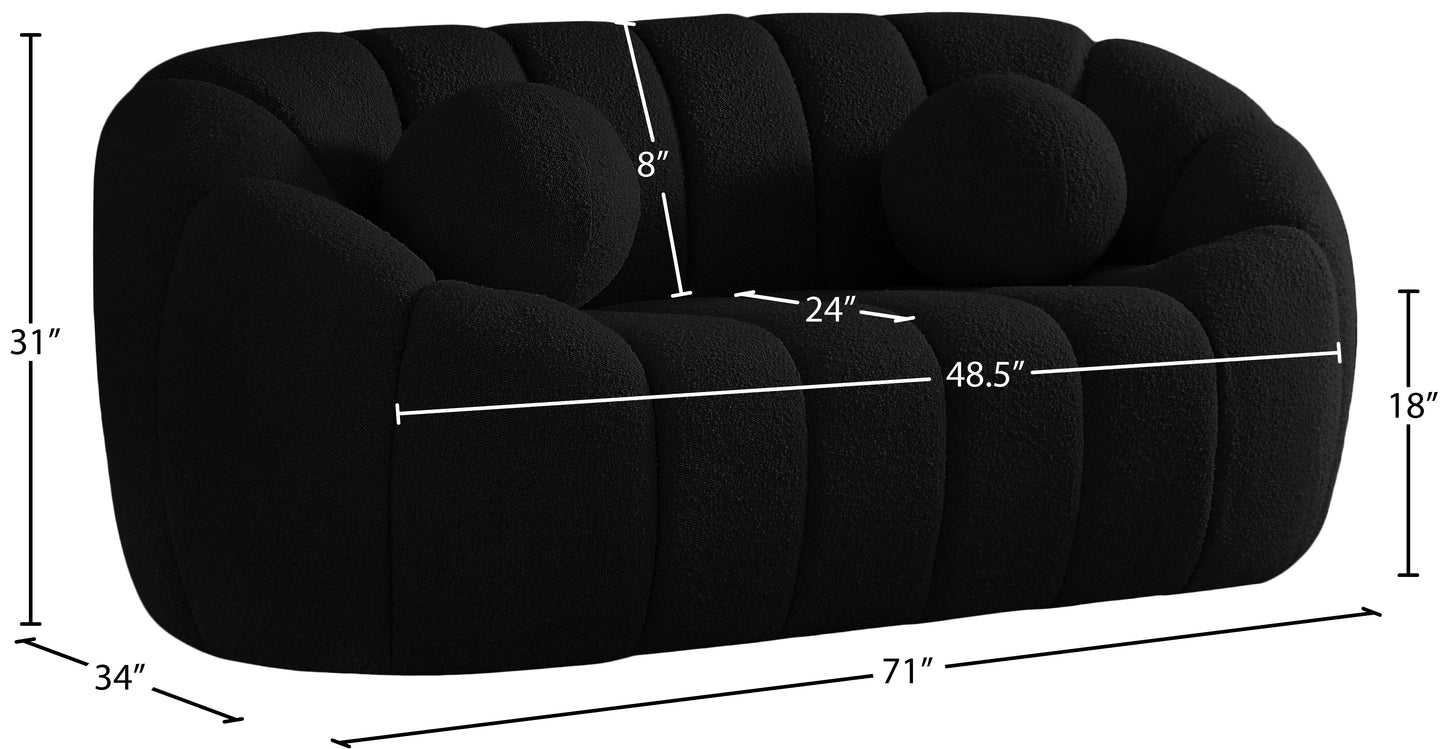 marcello black boucle fabric loveseat l