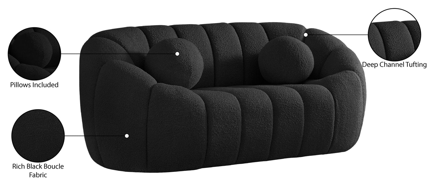 marcello black boucle fabric loveseat l