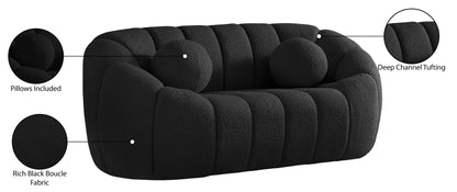 Marcello Black Boucle Fabric Loveseat L