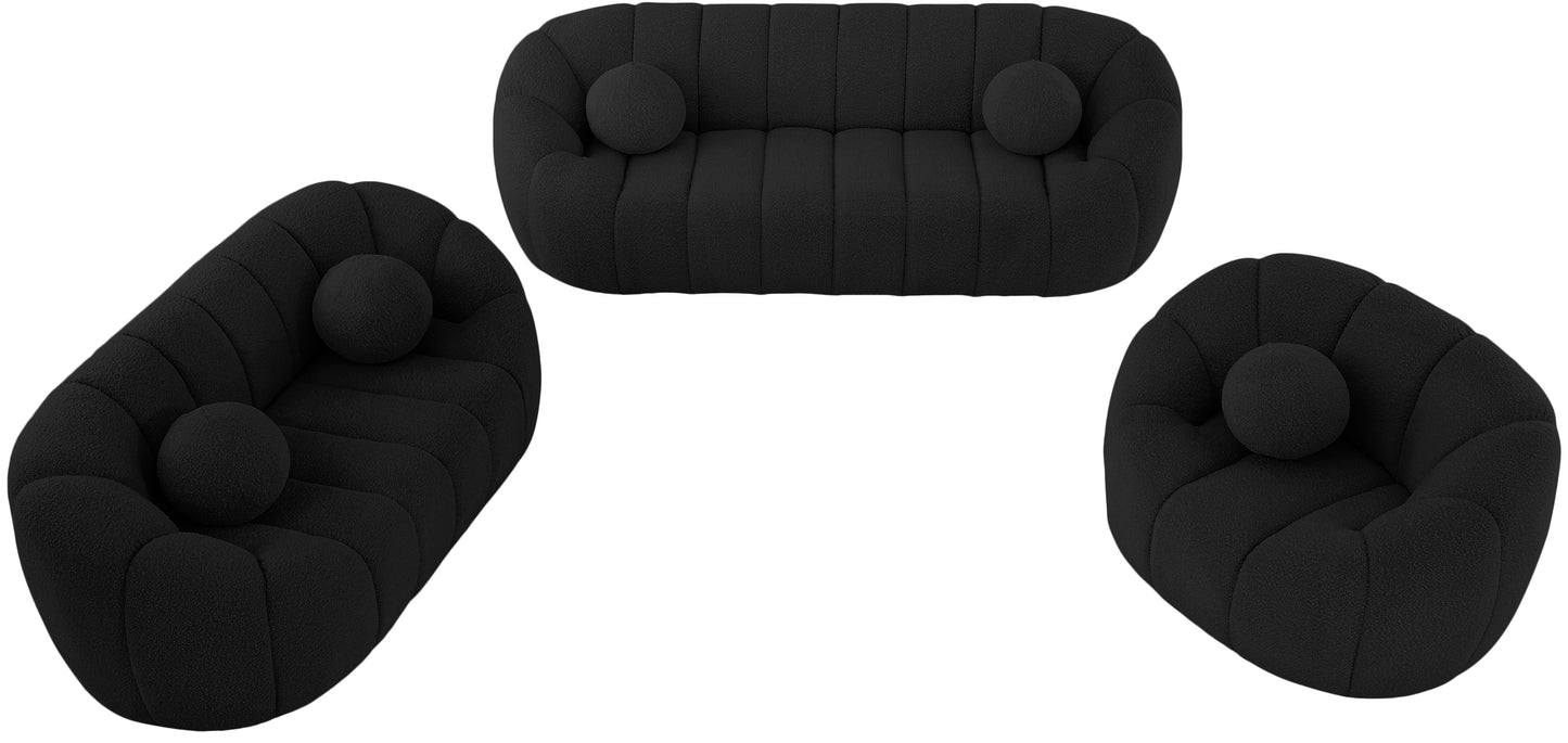 marcello black boucle fabric loveseat l