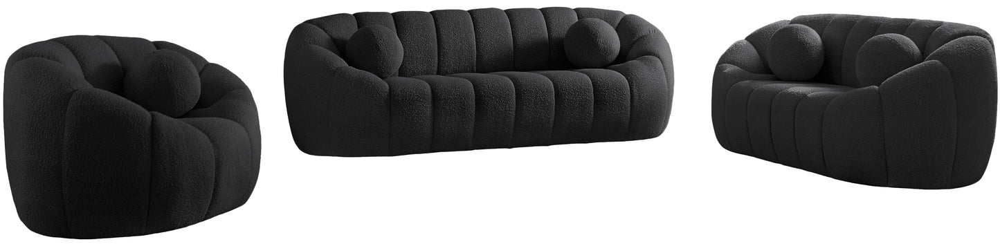 marcello black boucle fabric loveseat l