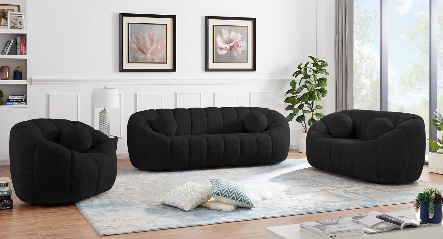 marcello black boucle fabric loveseat l