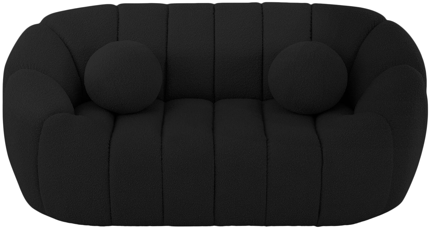 marcello black boucle fabric loveseat l