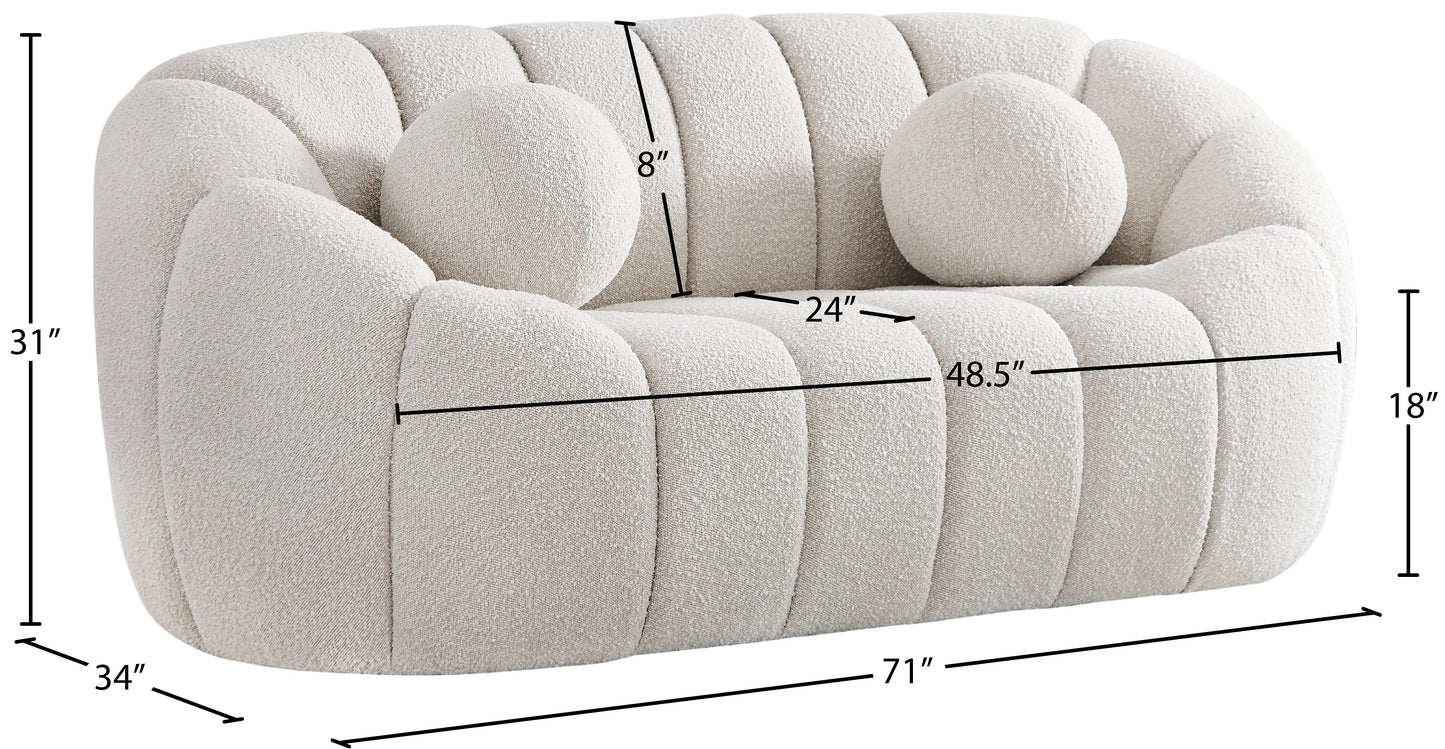 marcello cream boucle fabric loveseat l