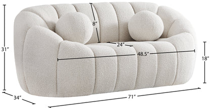 Marcello Cream Boucle Fabric Loveseat L