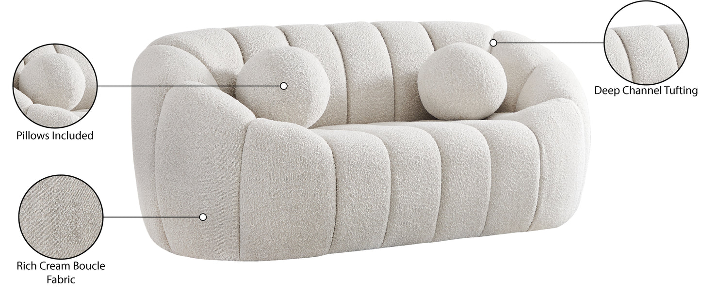 marcello cream boucle fabric loveseat l