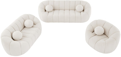 Marcello Cream Boucle Fabric Loveseat L