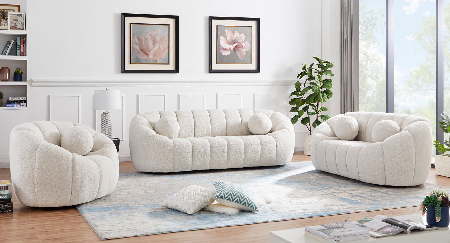 marcello cream boucle fabric loveseat l