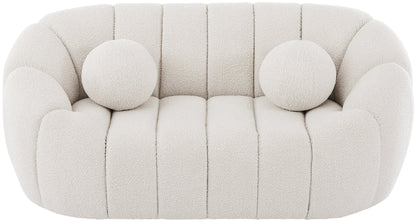 Marcello Cream Boucle Fabric Loveseat L