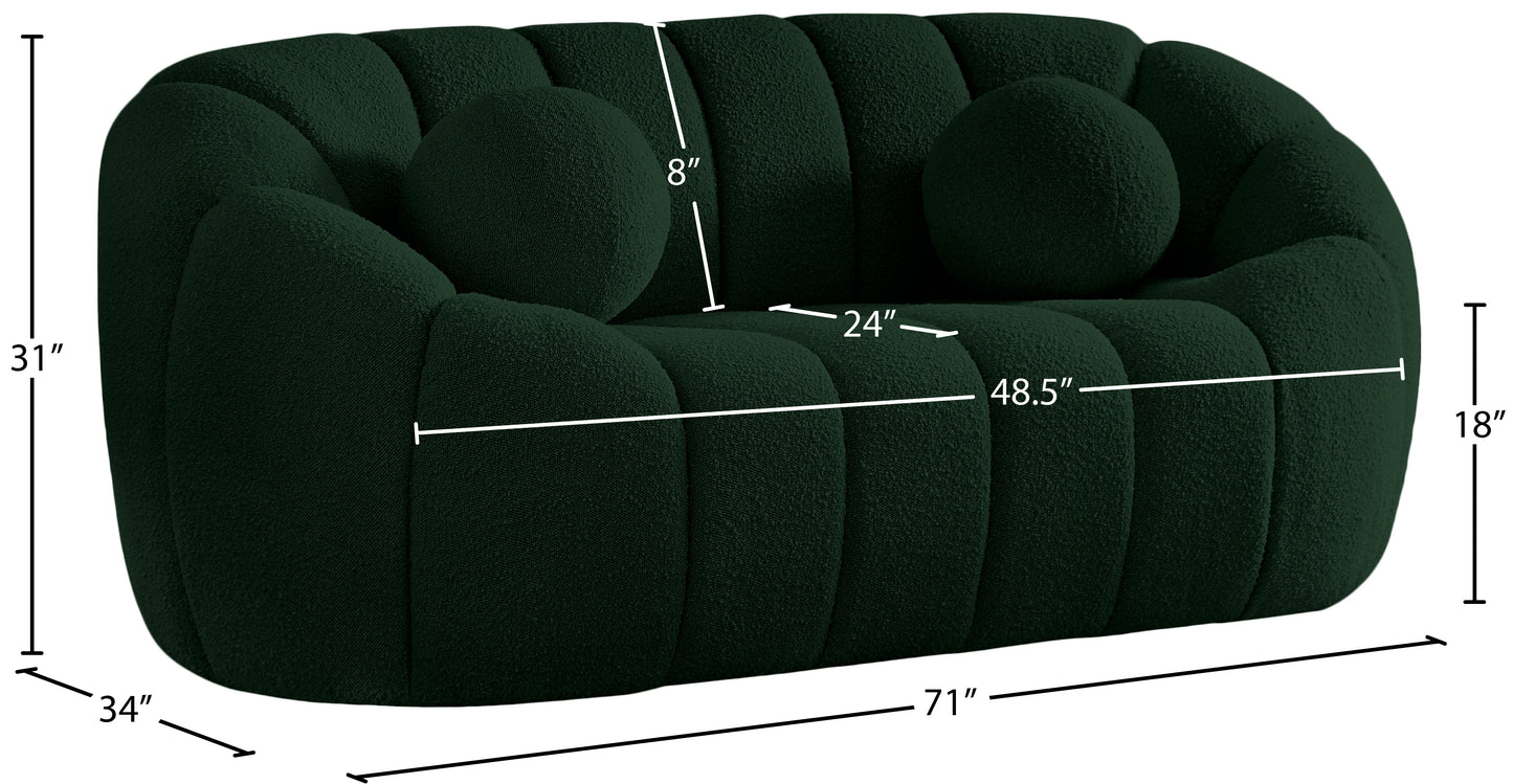 marcello green boucle fabric loveseat l