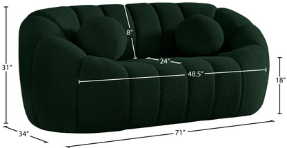 Marcello Green Boucle Fabric Loveseat L