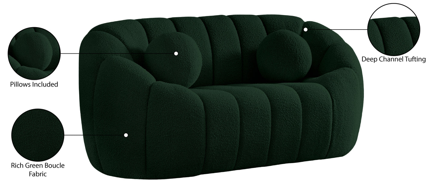 marcello green boucle fabric loveseat l