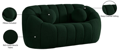 Marcello Green Boucle Fabric Loveseat L