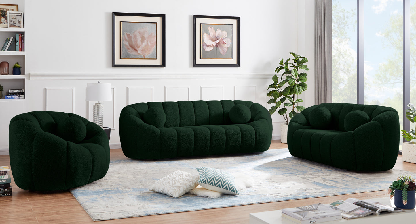 marcello green boucle fabric loveseat l