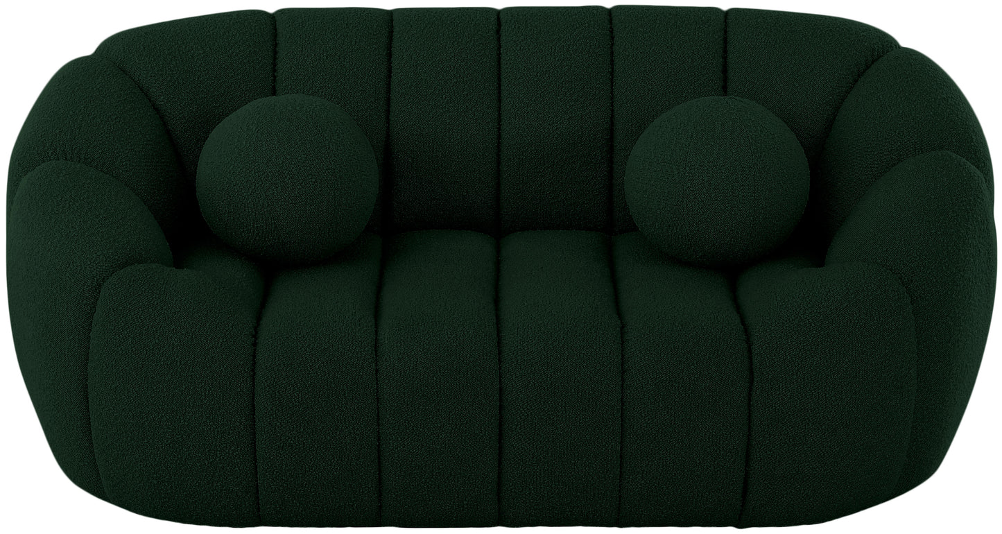 marcello green boucle fabric loveseat l